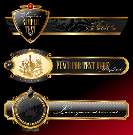 Vector ornate decorative golden framesのイラスト素材