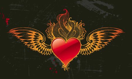 Vintage winged vector heartのイラスト素材