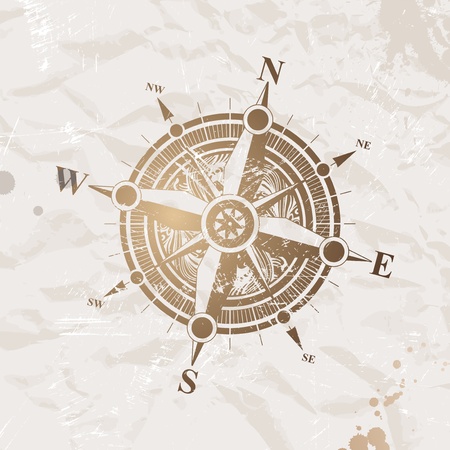 Vintage paper with compass rose - vector illustrationのイラスト素材