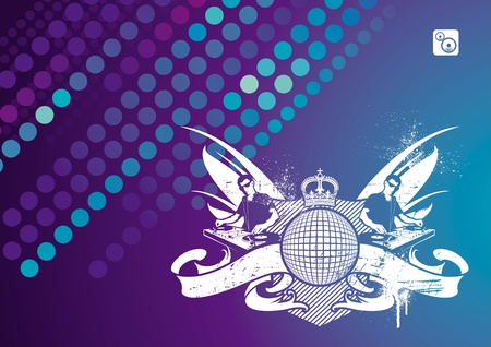 Vector music emblem with DJのイラスト素材