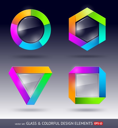 colorful and glass design elementのイラスト素材