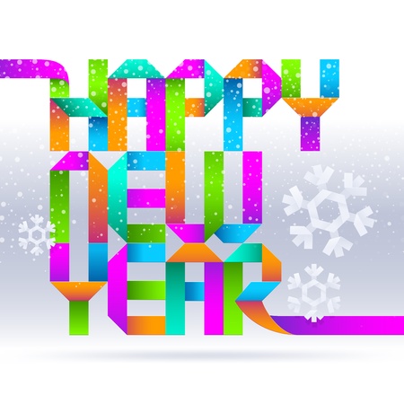 Greeting holidays sign from colorful paper letters & paper snowflakes - vector illustrationのイラスト素材