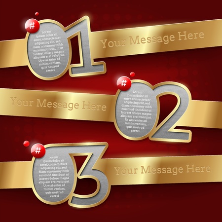 Design templates with numbered golden banners - vector illustrationのイラスト素材