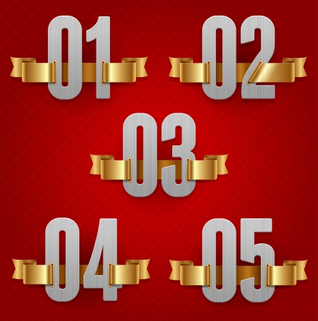 Vector numbers with golden ribbonsのイラスト素材
