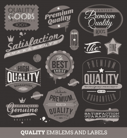 Vector signs, emblems and labels of quality and guaranteedのイラスト素材