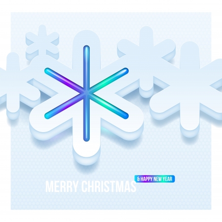 Christmas vector illustration - abstract three-dimensional white snowflakesのイラスト素材