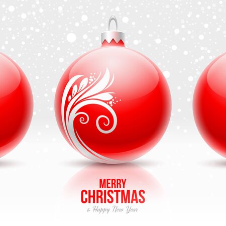 Red baubles with white decor - Christmas vector designのイラスト素材