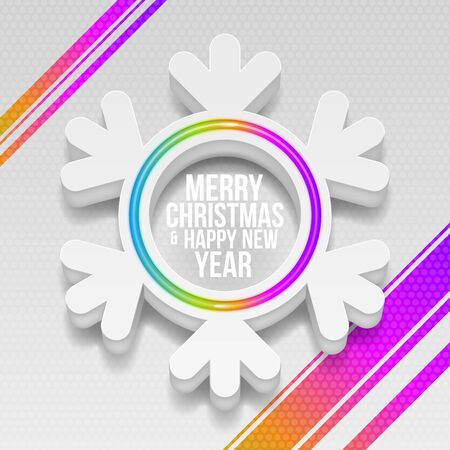 Vector abstract illustration - white three-dimensional Christmas snowflakeのイラスト素材