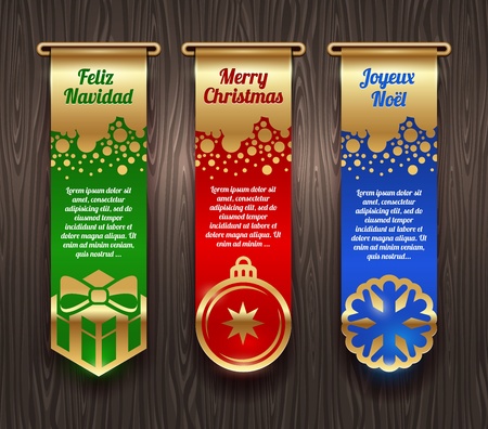Vertical vector banners with Christmas greetings and signsのイラスト素材