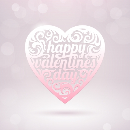 Ornate Valentines heart with holidays greeting - vector illustrationのイラスト素材