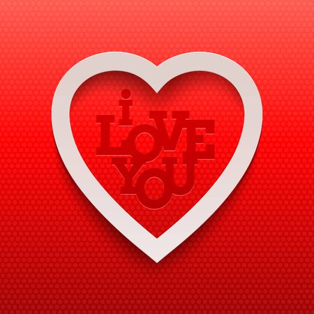 Paper Valentines heart and lettering - I Love Youのイラスト素材