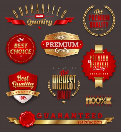 Set of premium & quality golden labels, signs and emblemsのイラスト素材