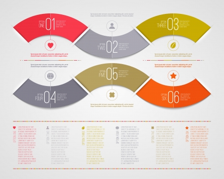 Infographics design template - abstract numbered color paper waves shapeのイラスト素材