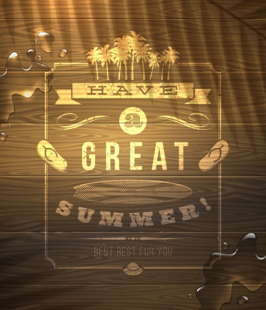 Surfing vintage emblem on a wooden surface -  illustrationのイラスト素材
