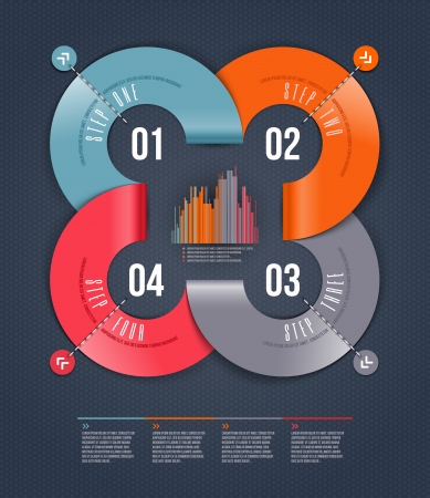 Abstract infographics design with numbered paper elements - illustrationのイラスト素材