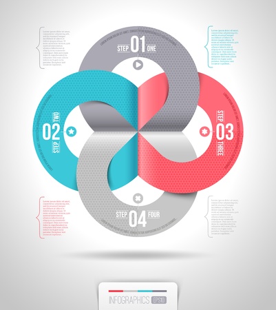 Abstract infographics template design with numbered paper elements -  illustrationのイラスト素材
