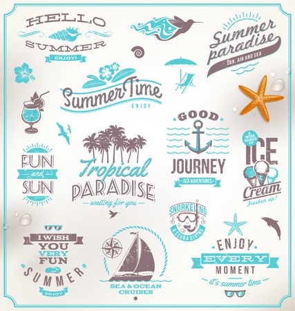 Vector set of travel and vacation emblems and symbolsのイラスト素材