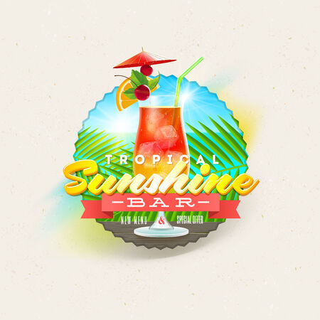 Tropical summer type design with cocktail glass - vector illustrationのイラスト素材