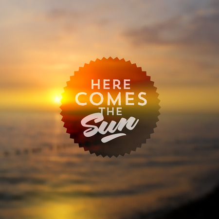 Type vector design - summers greeting sign on a sea sunset defocused backgroundのイラスト素材