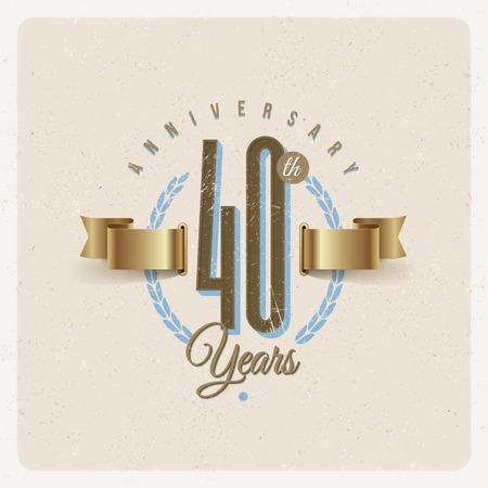 Vintage Anniversary type emblem with golden ribbon and decorative elements - vector illustrationのイラスト素材