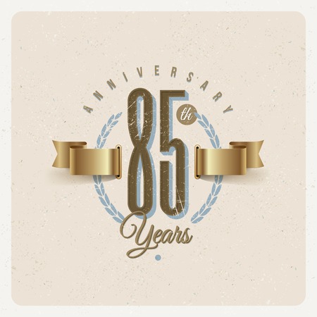 Vintage Anniversary type emblem with golden ribbon and decorative elements - vector illustrationのイラスト素材