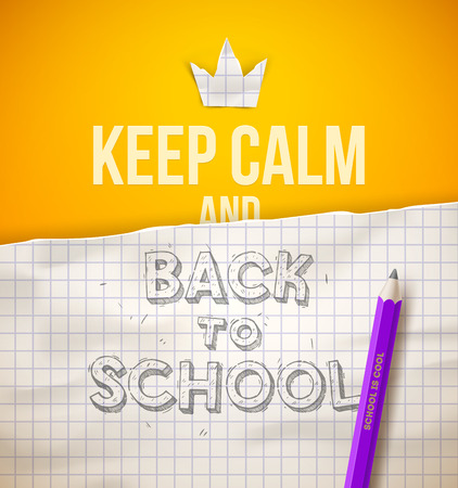Keep calm and Back to school - vector illustration with hand drawn sketchのイラスト素材