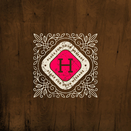 Vintage monogram logo template with flourishes calligraphic elegant ornament elements. Identity design with letter for cafe, shop, store, restaurant, boutique, hotel, heraldic, fashion and etc.のイラスト素材