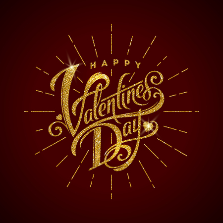 Happy valentines day - glitter gold letteringのイラスト素材