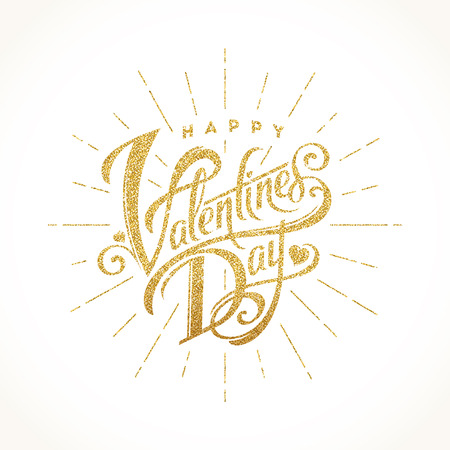 Glitter gold lettering - Happy valentines dayのイラスト素材