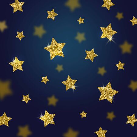 Glitter gold stars vector backgroundのイラスト素材
