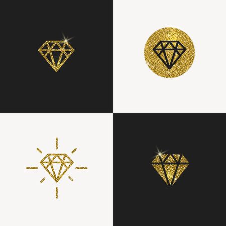 Set of Glitter gold diamond emblems. illustration.のイラスト素材