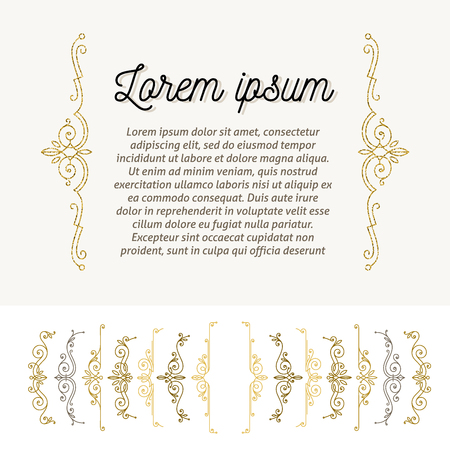 Set of ornamental flourishes braces. Page decor design elements. Vector illustration.のイラスト素材