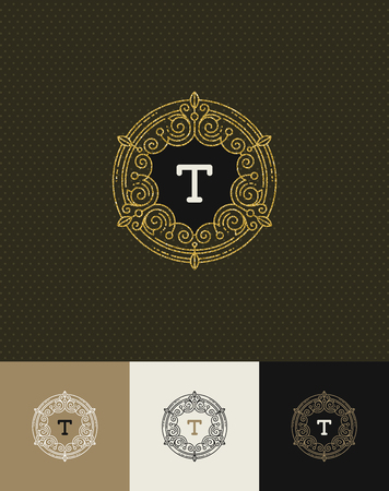 Vector design - flourishes glitter gold monogram logo. Identity design for cafe, shop, store, restaurant, boutique, hotel, heraldic, fashion and etc.のイラスト素材