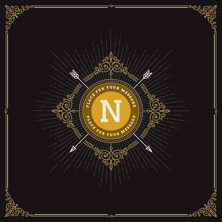 Vector design - flourishes monogram logo. Identity design for cafe, shop, store, restaurant, boutique, hotel, heraldic, fashion and etc.のイラスト素材