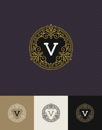 Vector design - flourishes glitter gold monogram logo. Identity design for cafe, shop, store, restaurant, boutique, hotel, heraldic, fashion and etc.のイラスト素材
