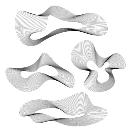 Set of abstract wavy blend shape vector illustration.のイラスト素材
