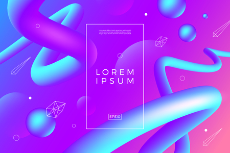 Abstract background with multicolored flow and linear shapes. Vector illustration template. Multipurpose abstract design for covers, flyers, banners, web page background, poster, booklet or brochure.のイラスト素材