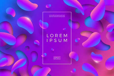 Abstract vector multicolored background. Composition with fluid shape and  frame for text or message. Multipurpose abstract design for covers, flyers, banners, web page background, poster, booklet or brochure.のイラスト素材