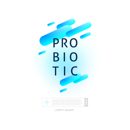 Probiotics bacteria vector design. Concept of design with Lactobacillus Probiotic Bacteria. Template design with Prebiotic healthy nutrition ingredient.のイラスト素材