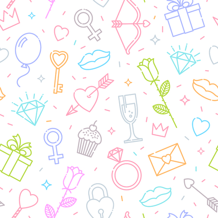International women's day  or Valentine's day seamless pattern, Vector illustration.のイラスト素材