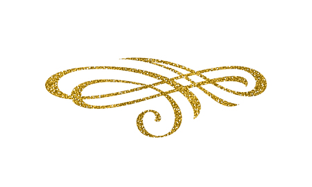 Glitter gold flourish element. Ornamental design element. Page decor. Vector illustration.のイラスト素材