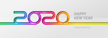 2020 new year logo. Greeting design with multicolored number of year. Design for greeting card, invitation, calendar, etc.のイラスト素材