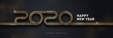 2020 new year logo. Greeting design with golden  number of year. Design for greeting card, invitation, calendar, etc.のイラスト素材