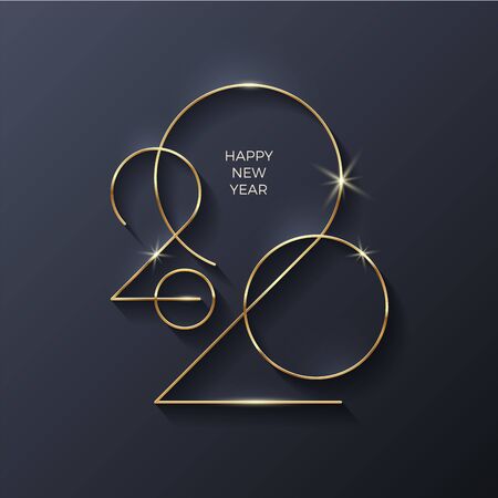 Golden 2020 New Year. Holiday greeting card.  Holiday design for greeting card, invitation, calendar, etc.のイラスト素材
