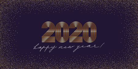 Golden 2020 new year and calligraphic holiday greeting. Design for greeting card, invitation, calendar, etc.のイラスト素材