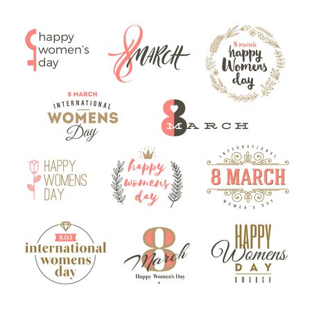 Set of International women's day logo, emblems or signs. Vector illustration.のイラスト素材