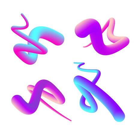 Set of multicolored gradient blending shape. Colorful fluid shapes. Set of isolated design element for poster, flyer, cover and etc.のイラスト素材
