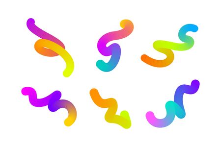 Set of multicolored gradient blending shape. Colorful fluid shapes. Set of isolated design element for poster, flyer, cover and etc.のイラスト素材