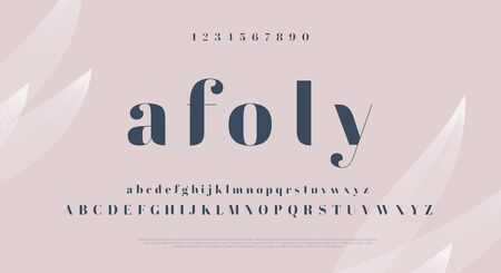 Elegant stylish font. Modern serif typeface. English alphabet. Set of letters - uppercase, lowercase and numbers.のイラスト素材