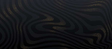 Abstract black striped background with golden halftone. Design for greeting card, invitation, calendar, etc. Vector illustration.のイラスト素材